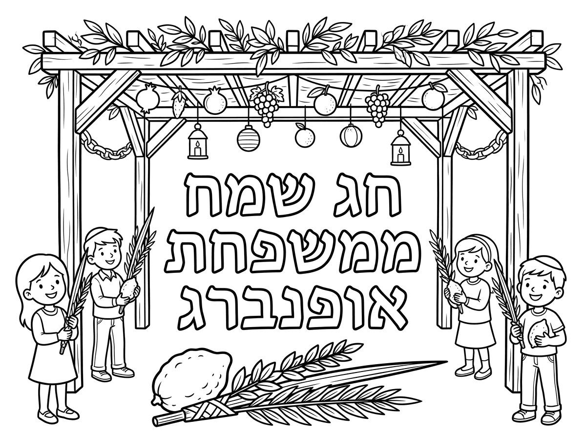אשמח לדף צביעה לחג סוכות
עם הכיתוב
חג שמח ממשפחת אופנברג