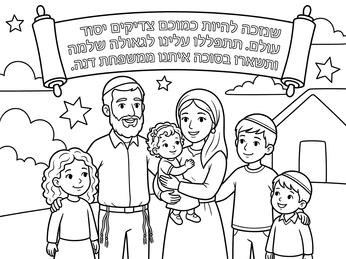 שנזכה להיות כמוכם צדיקים יסוד עולם.תתפללו עלינו לגאולה שלמה ותשארו בסוכה איתנו
ממשפחת דנה.
תמונה אולי של זוג הורים.
האמא עם כיסוי ראש האבא עם ציצית ילדה עם תלתלים גדולה ותינוקת עם תלתלים ושני בנים אחד יותר גדול מהשני.
סהכ ארבעה ילדים ושני מבוגרים