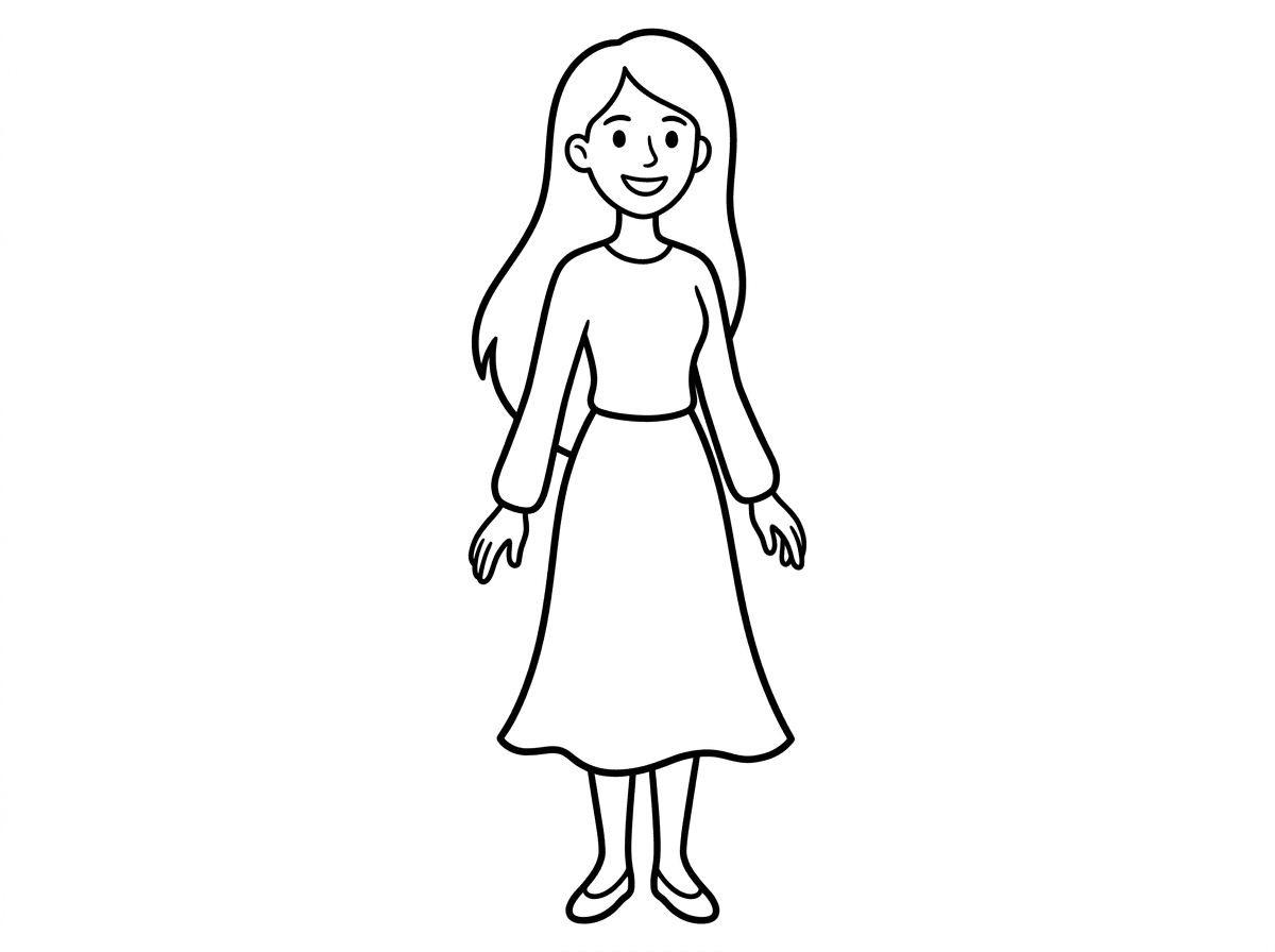 גבוהה רזה עם חצאית ושיער שחור