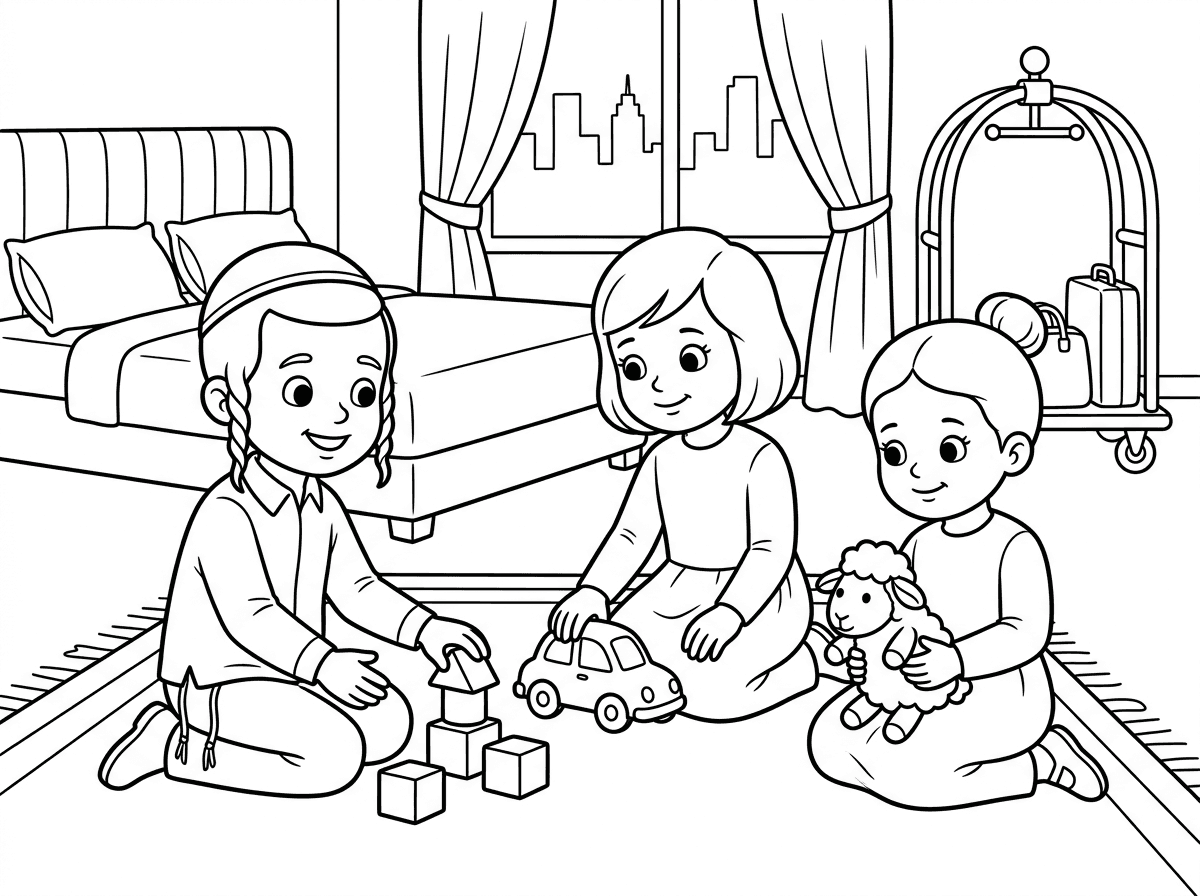 הילד עם פאות בגובה האוזניים והילדה עם כבשה ולא כלב