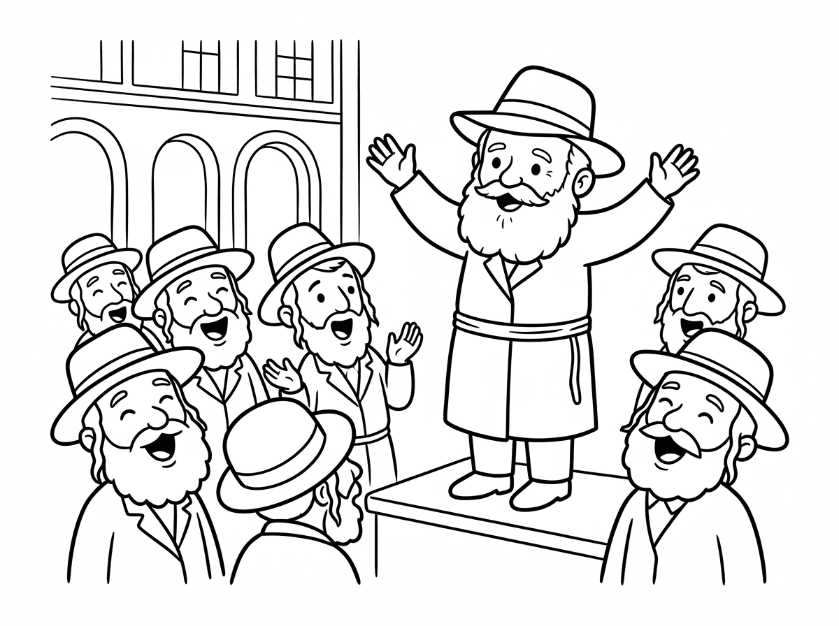 הרב מליובאוויטש עומד בתוך 770 ומעודד את השירה של החסידים