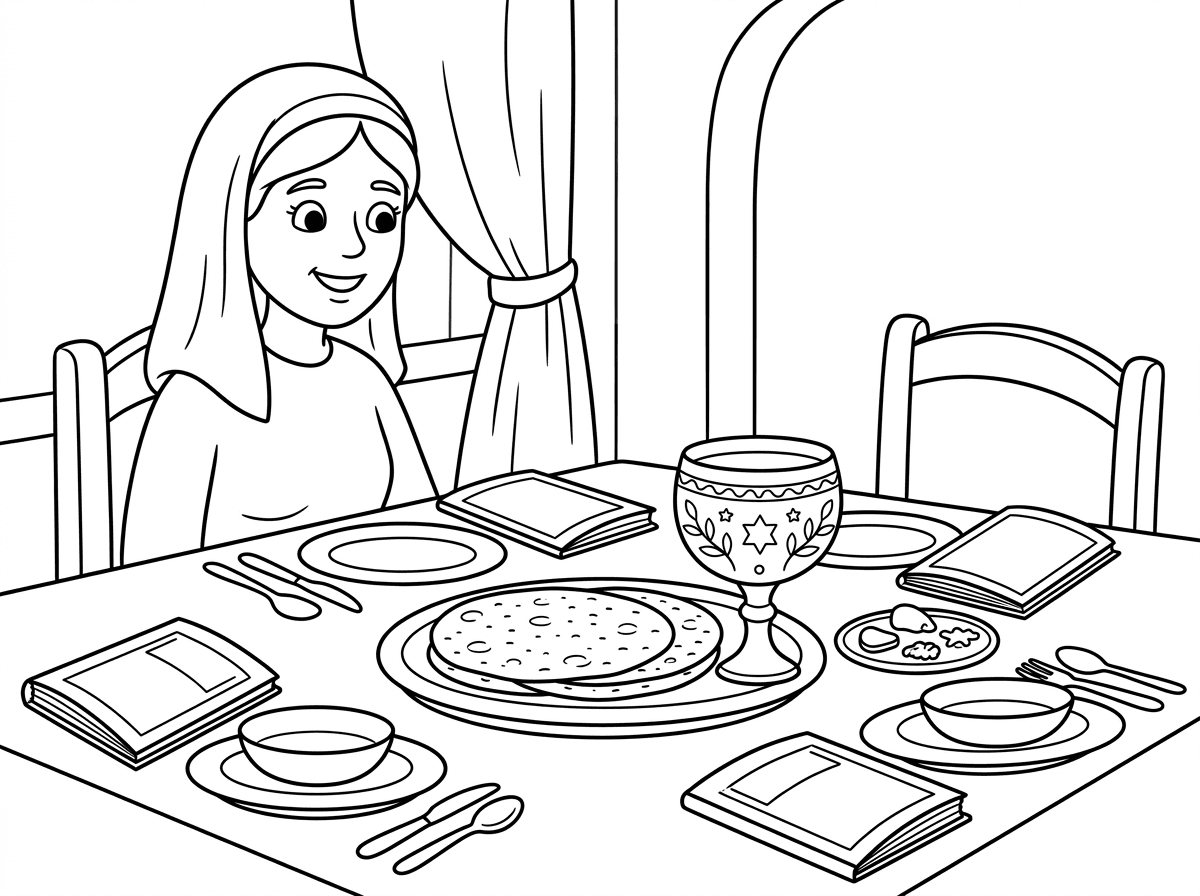 מצות עגולות פאה לאישה הגדות לכולם. וגביע בלי רגל מעוטר ויפה