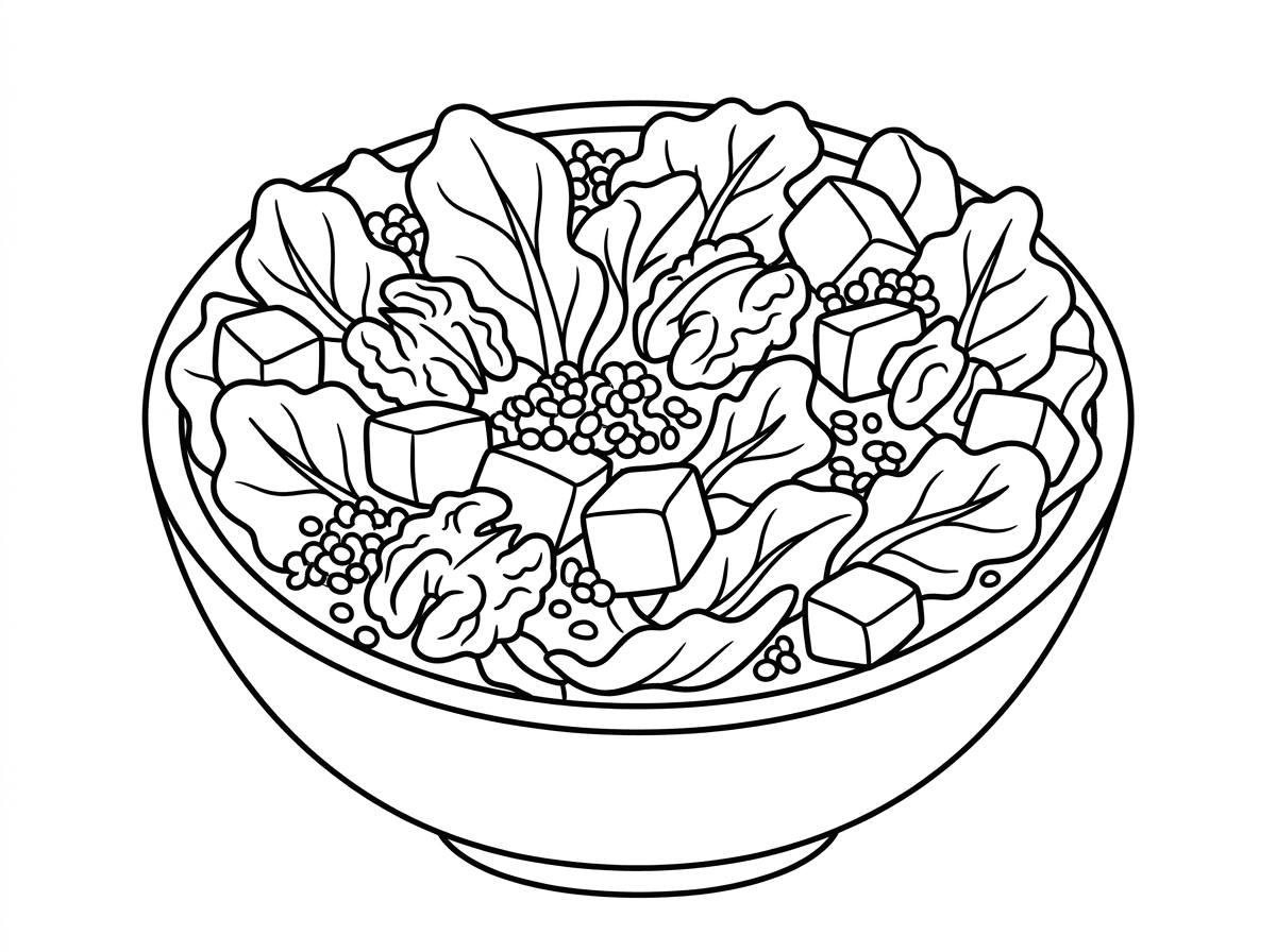 "תכינו לי בבקשה תמונה של סלט עם חסה וקינואה ואגוזי מלך ובטטה"