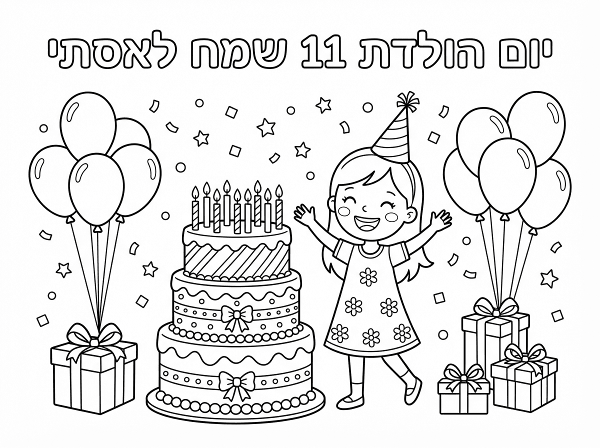 ציור של חגיגת יום הולדת 11 לאסתי