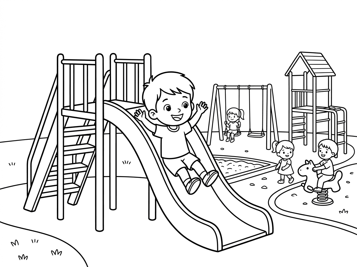 ילד בגן משחקים