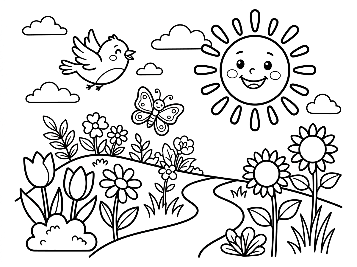 הכן לי דף צביעה לגיל 6 בנושא האביב