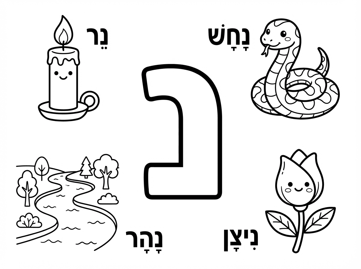 נא תיצור לי עמוד צביעה 
במרכז האות נ 
ומסביב מוצגים המתחילים באות נ'