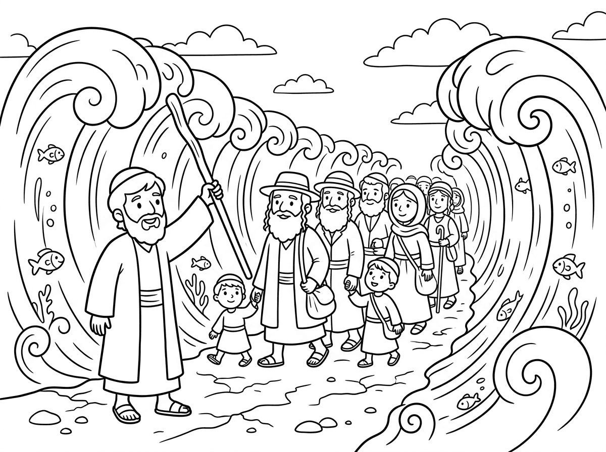 יש לך דף צביעה לחרדים של קריעת ים סוף