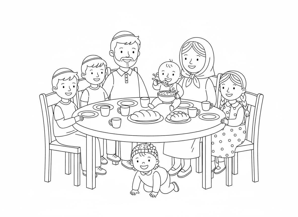 אפשר שהילד יהיה גם עם כיפה והמשפחה תהיה עם עוד ילדים מסביב לשולחן? הבנים עם כיפה והבנות עם שמלות