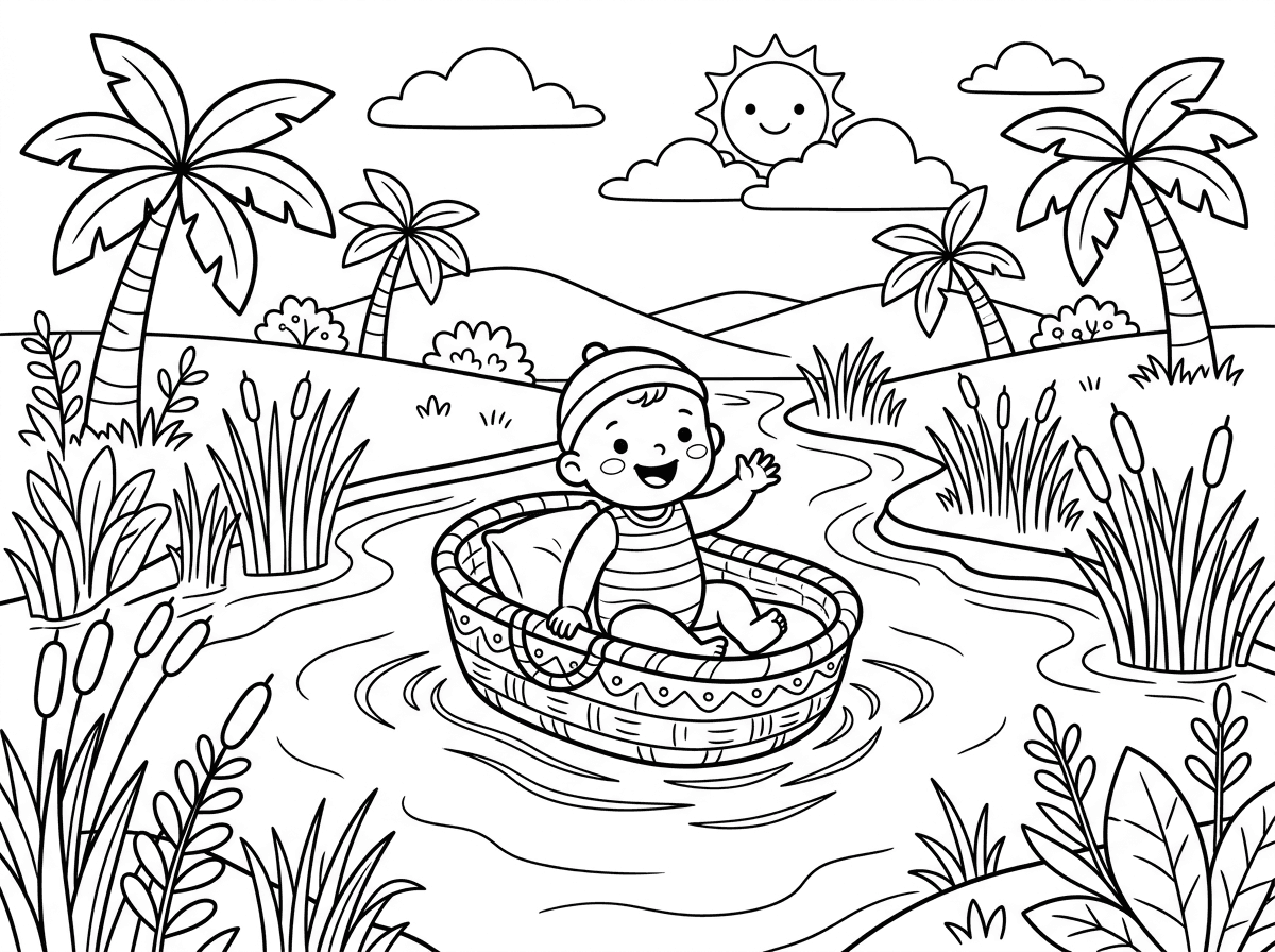 דף צביעה של משה בתיבה