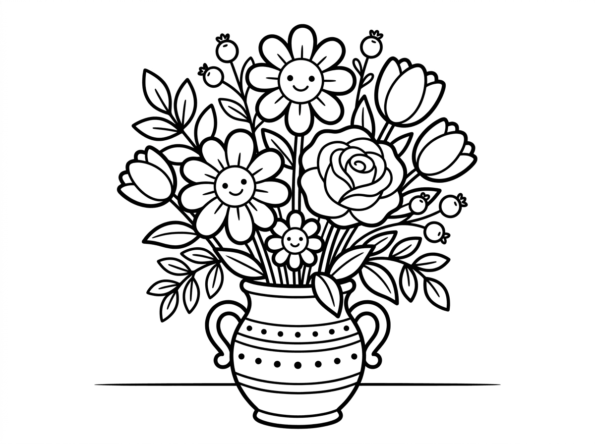 תיצור לי דף צביעה של פרחים