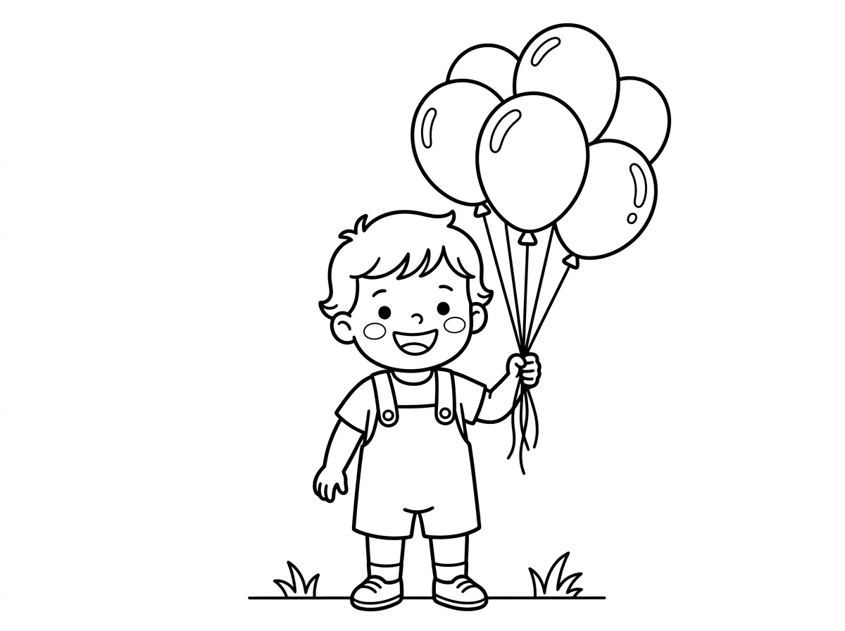 תינוק בן שנתיים מחזיק את  הבלונים