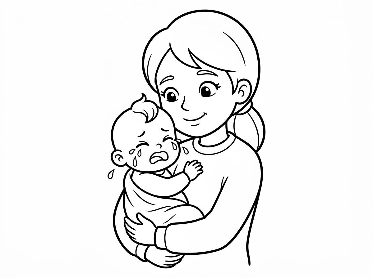 תינוק בוכה על אמא