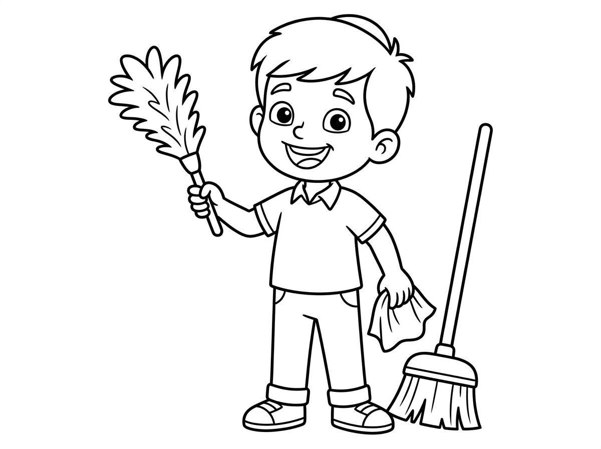 תמונה של ילד מנקה לפסח