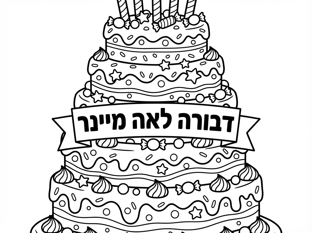 עוגת יום הולדת עם 7 שכבות הרבה שוקולד וסוכריות. ושיהיה כתוב על העוגה דבורה לאה מיינר.