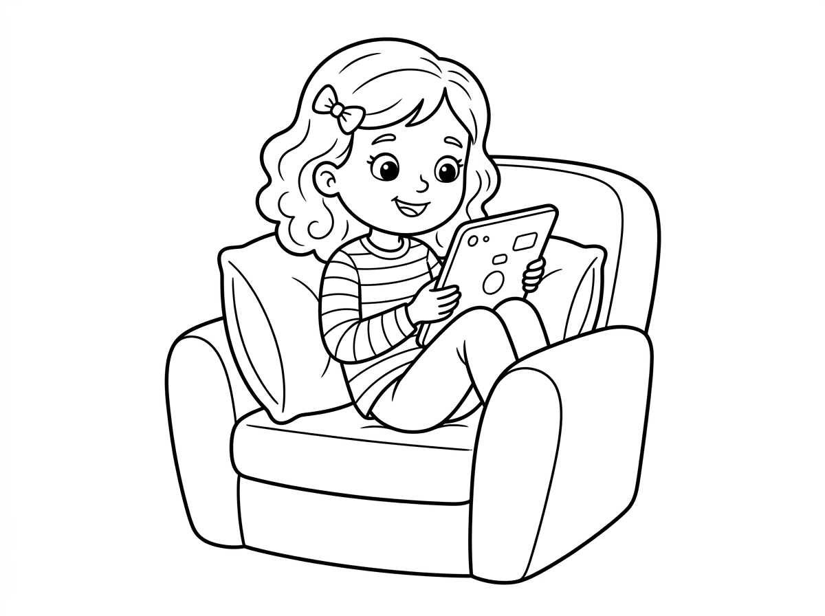 היי תוכל ליצור לי דף צביעה של ילדה בת 6 עם טאבלט