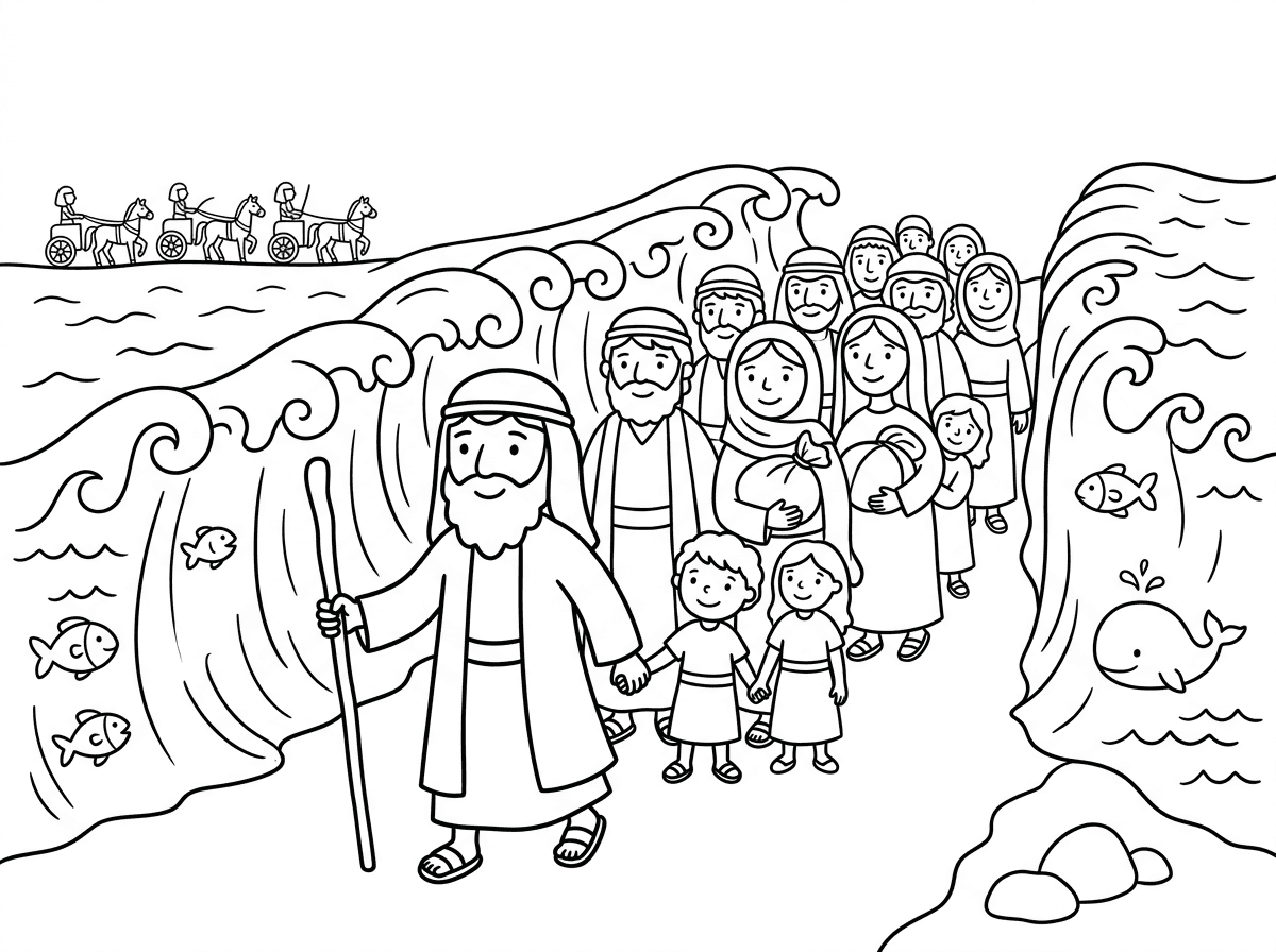 היי. אשמח שתכין לי דף שמתאר את יציאת מצריים בים סוף