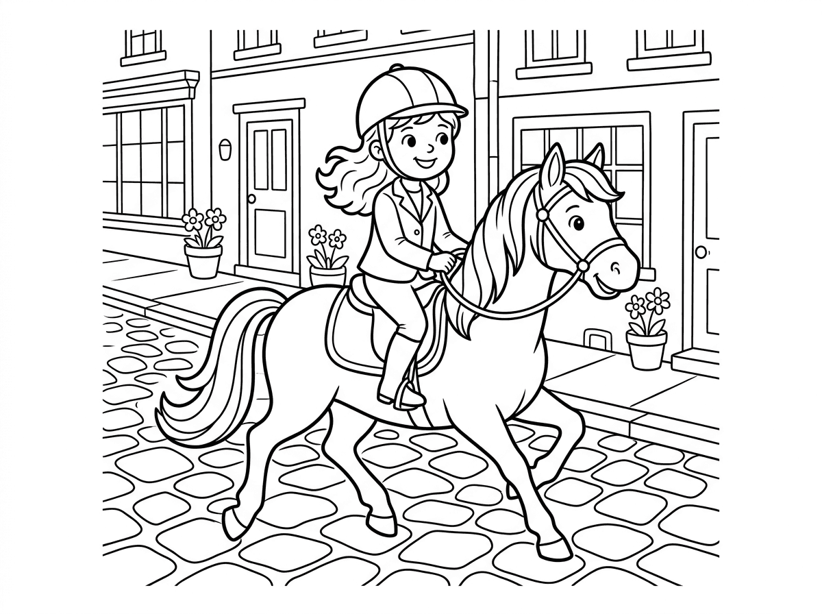 תמונה של רוכב סוס על רחוב אבנים