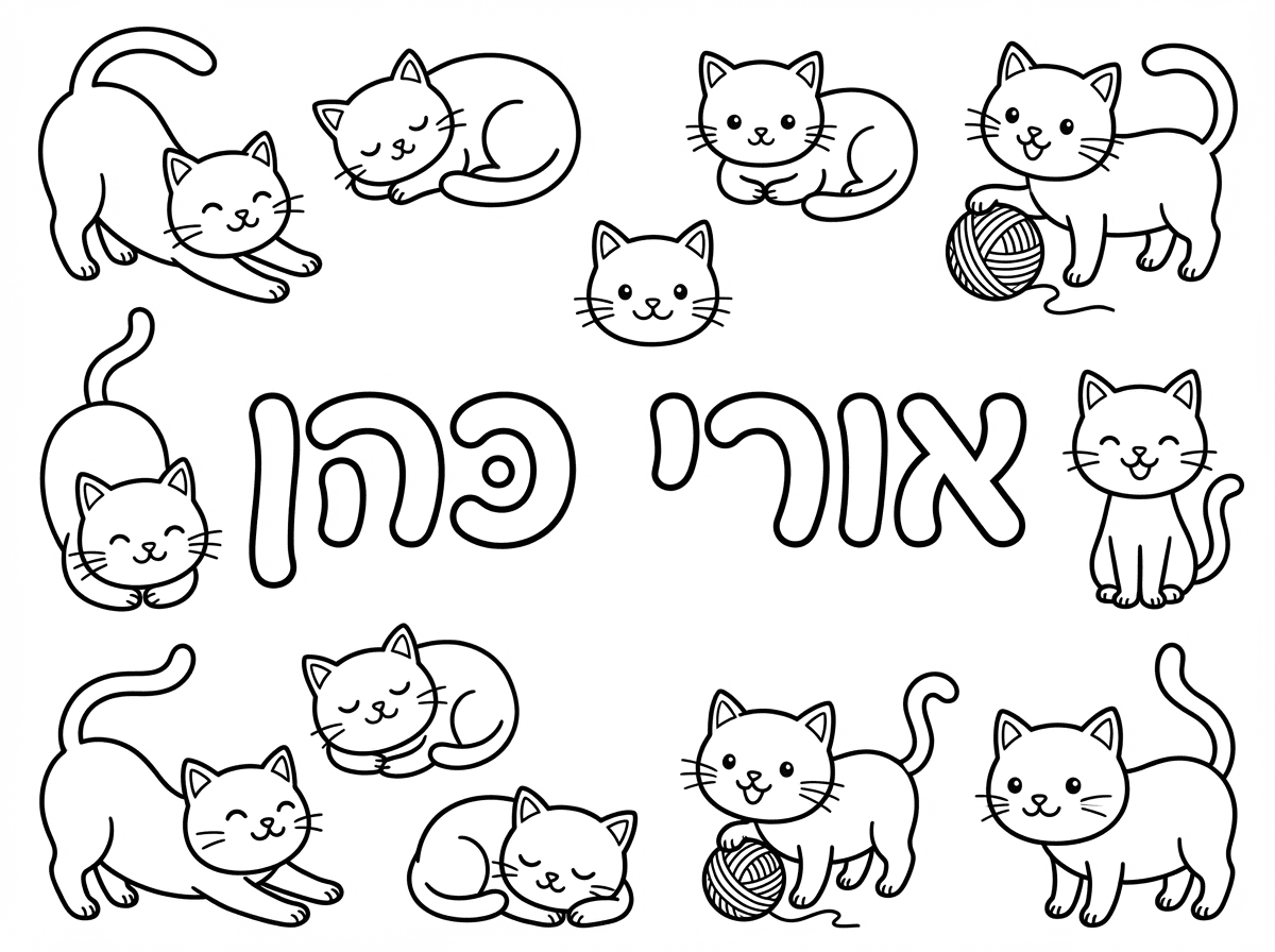 אורי כהן לצביעה וציור של חתולים חמודים מסביב