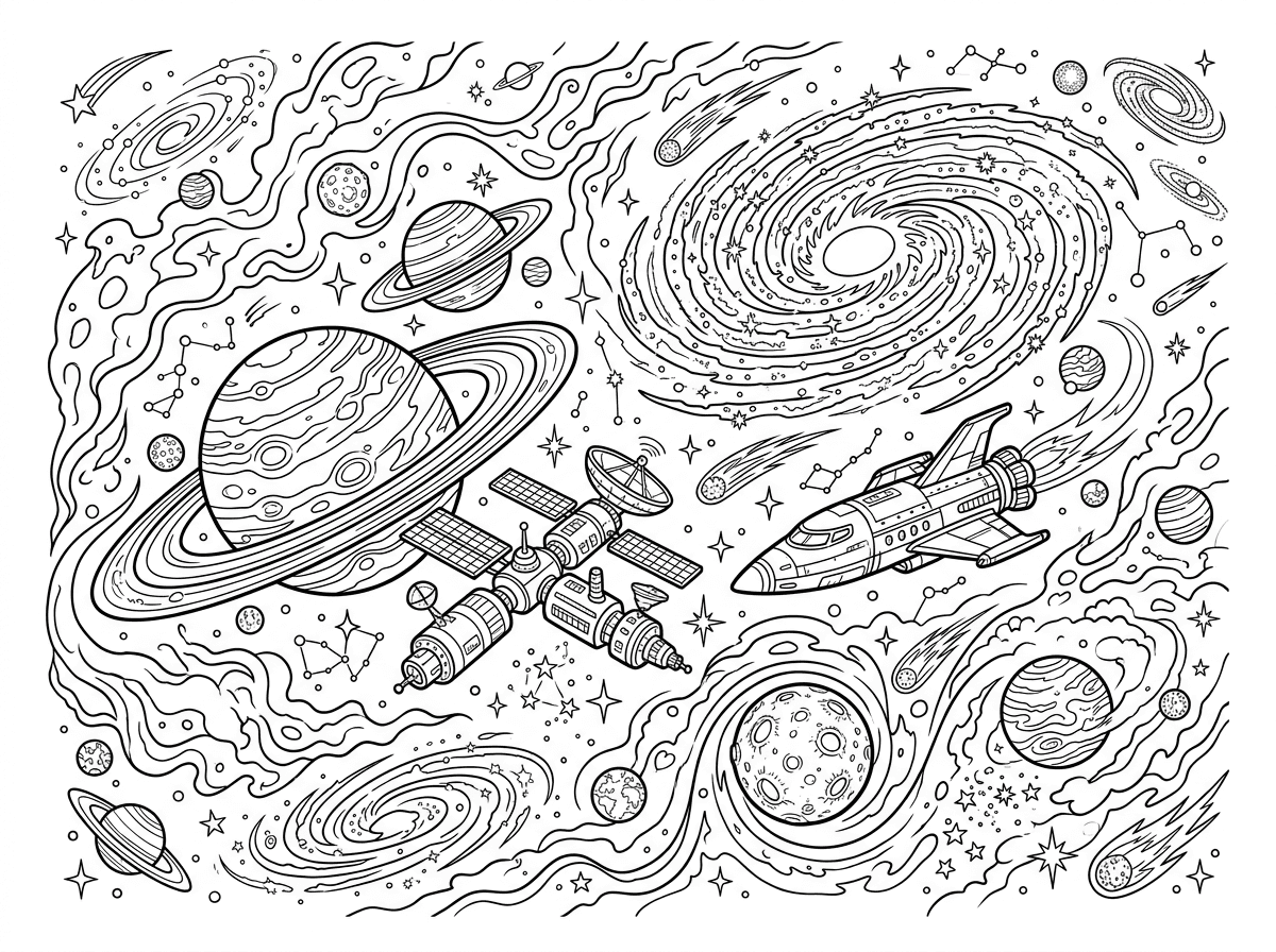 ציור של הגלקסיה והחלל אבל לילד בוגר