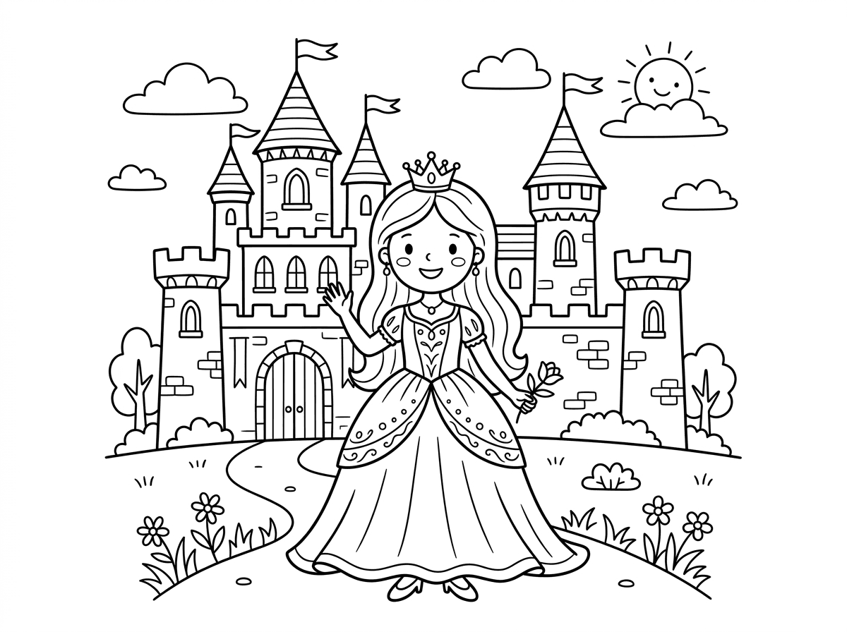 דף צביעה נסיכה