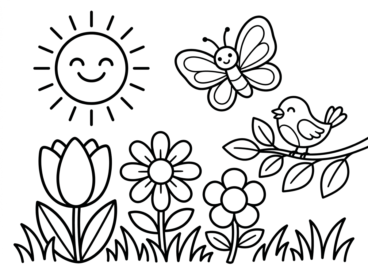 צייר לי דף עבודה לעונת האביב לגילאי 3-4