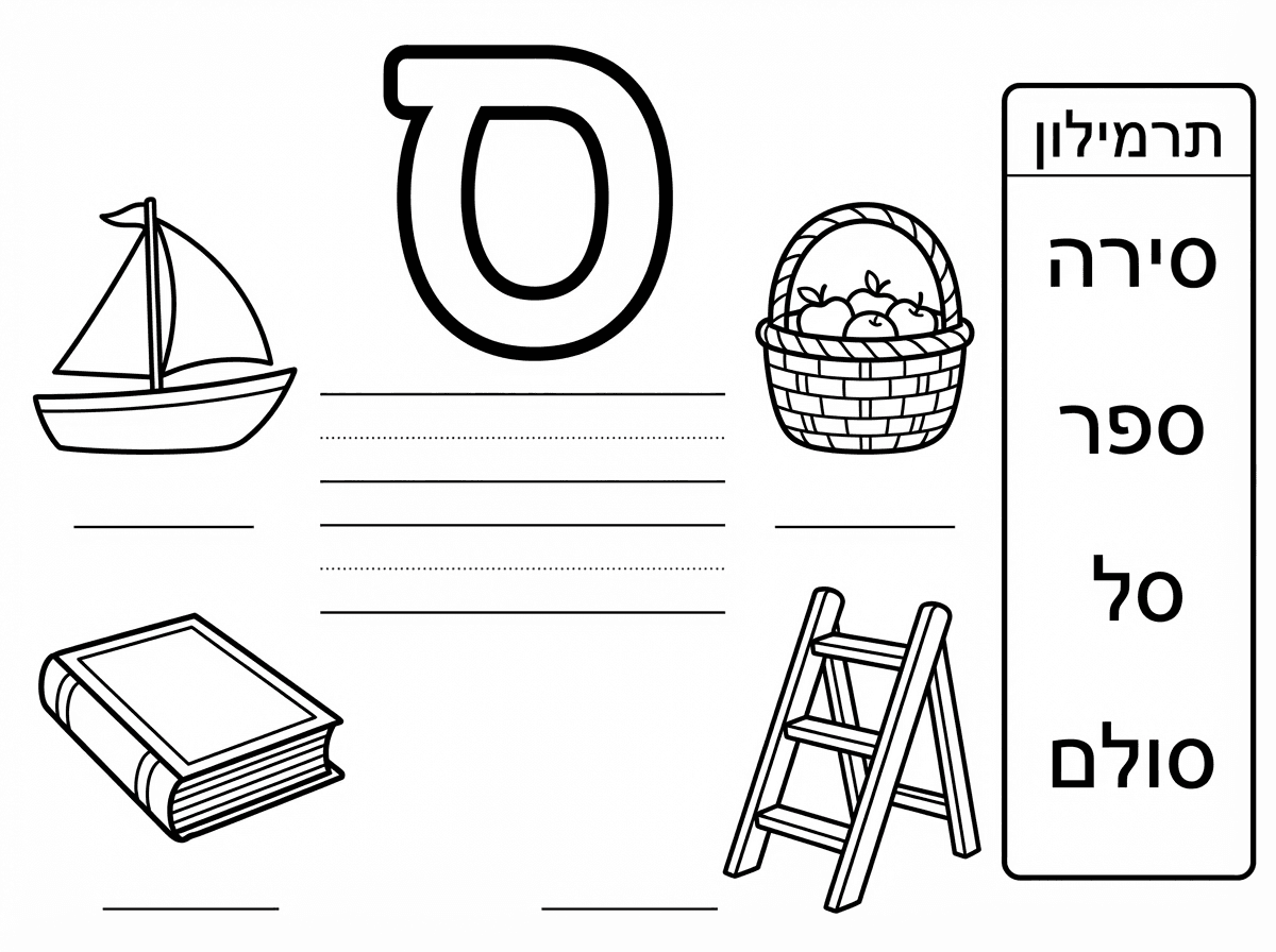 אשמח שתכין תרמילון של המילים בצד. שהילדים יוכלו להעתיק.
וגם ללא חיות. אשמח לתמונה אחרת במקום הסוס
ואת האות ס הגדולה לעשות בדפוס