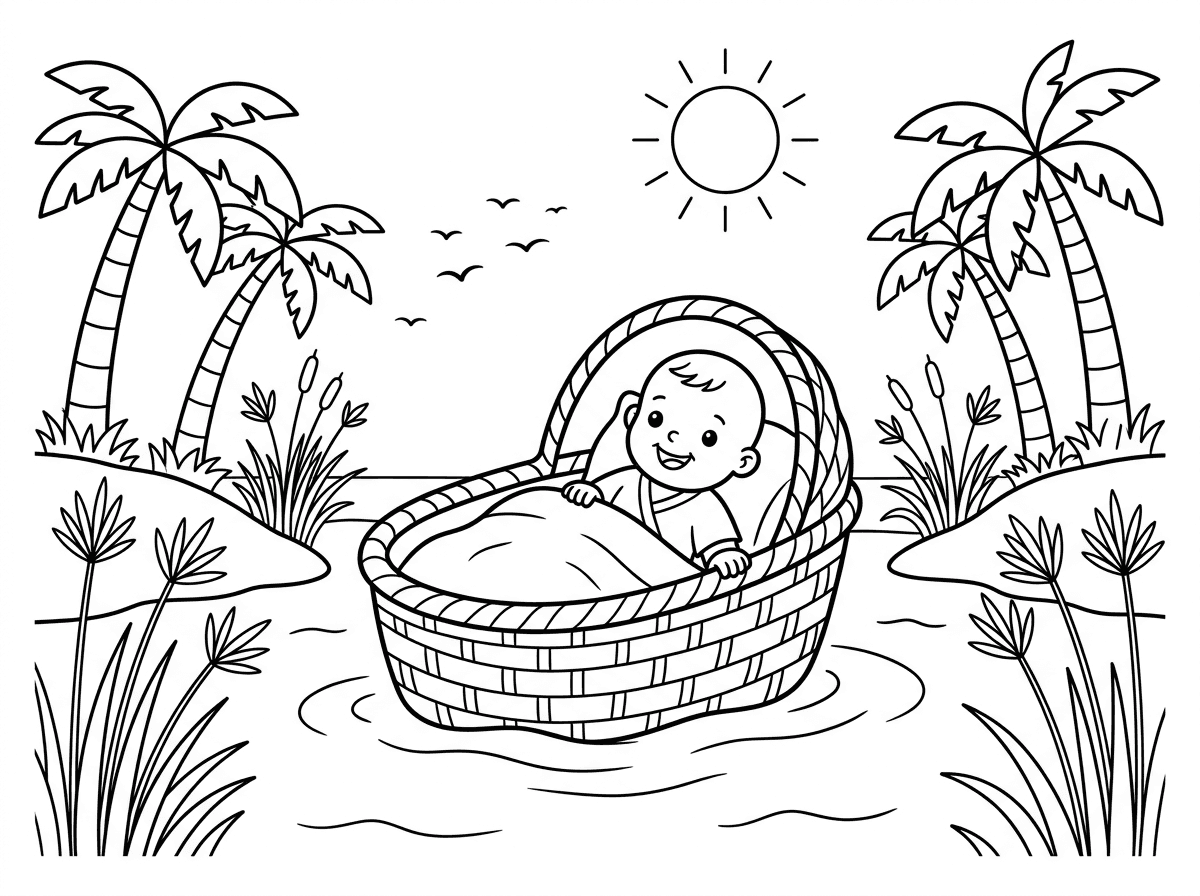 אשמח לדף צביעה של משה בתיבה ביאור