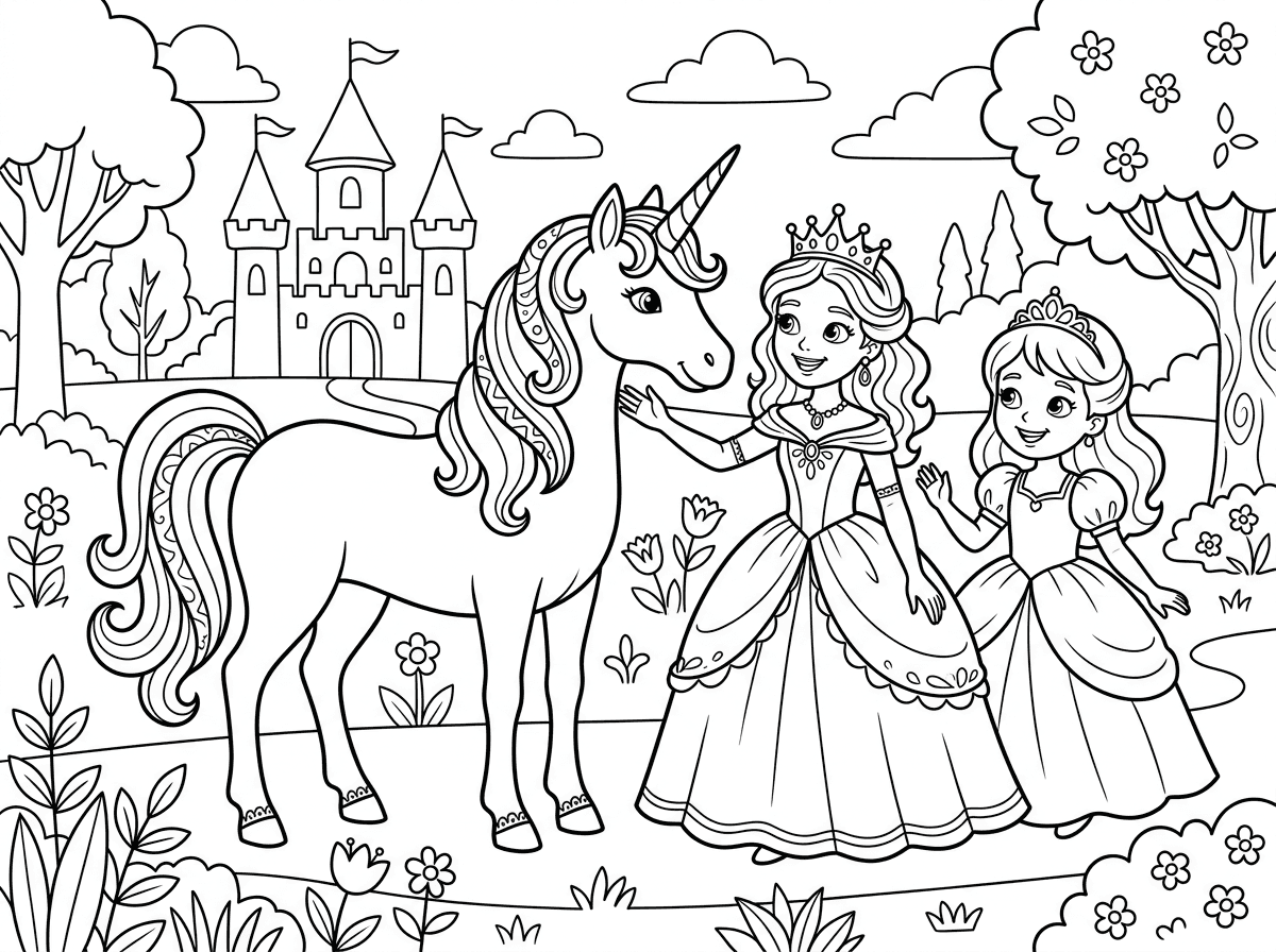 תיצור בבקשה ציור של חגי קרן ונסיכות