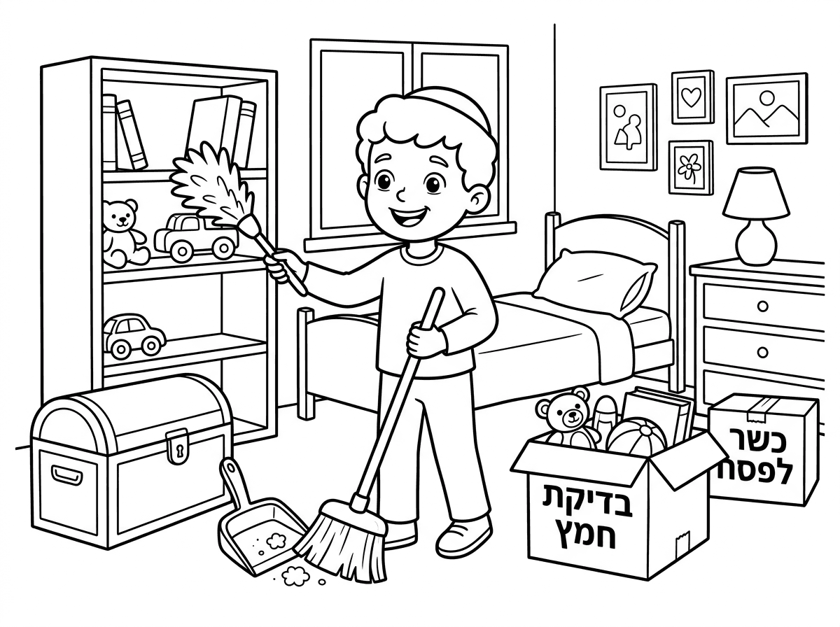 הי
אני רוצה ציור של ילד מנקה לפסח את החדר שלו