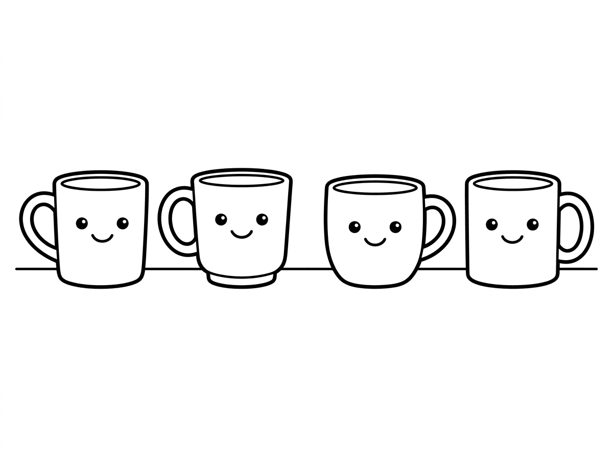 תצייר לי דף עם 4 כוסות