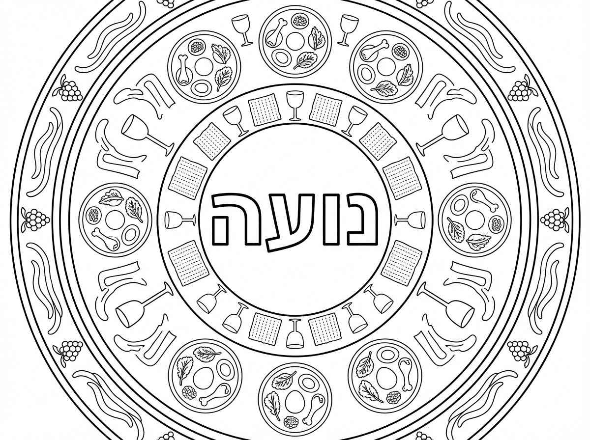 בבקשה מנדלה של פסח עם השם נועה באמצע המנדלה