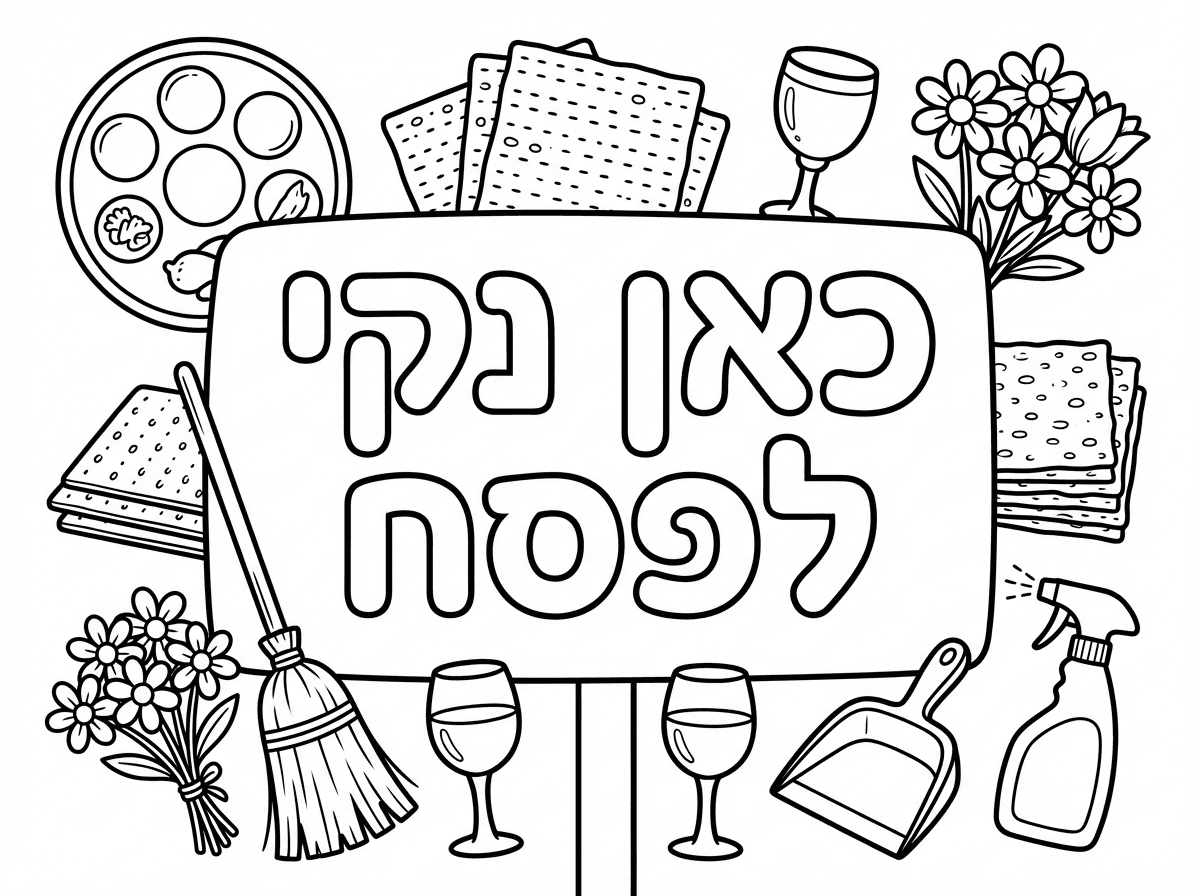 הח, אשמח שתחצחר לי דף צביעה שכתוב בגדול בכתב בלון:
כאן נקי לפסח.
מסביב יהיה סמלי החג, פרחים ומוצרי ניקיון