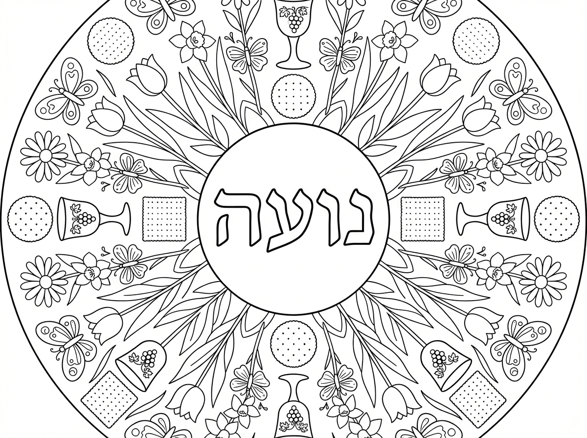 התכוונתי עם השם נועה באמצע ומסביב סוג של מנדלה ציורי פסח ואביב