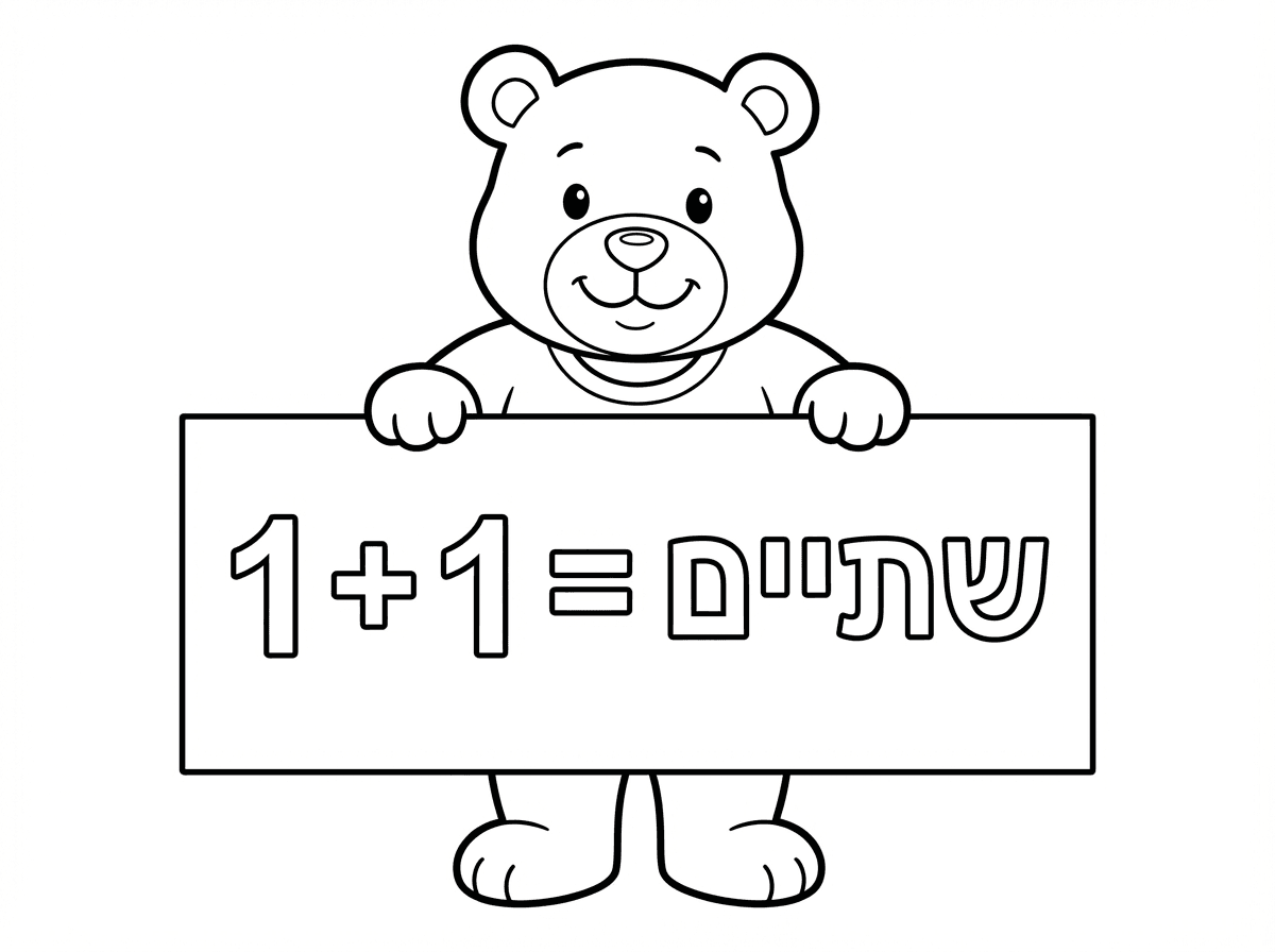 ‏טוב תעשה שלט שכתוב בו 1 ‏+ 1 = שתיים