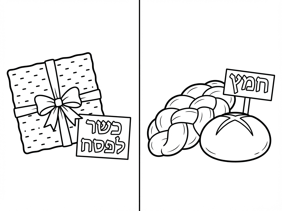 "אני רוצה... שיש מצויר בצד אחד, מצה שקשרה לפסח ובצד השני, חלות ולחם שהם לא כשרות לפסח... חמץ!"