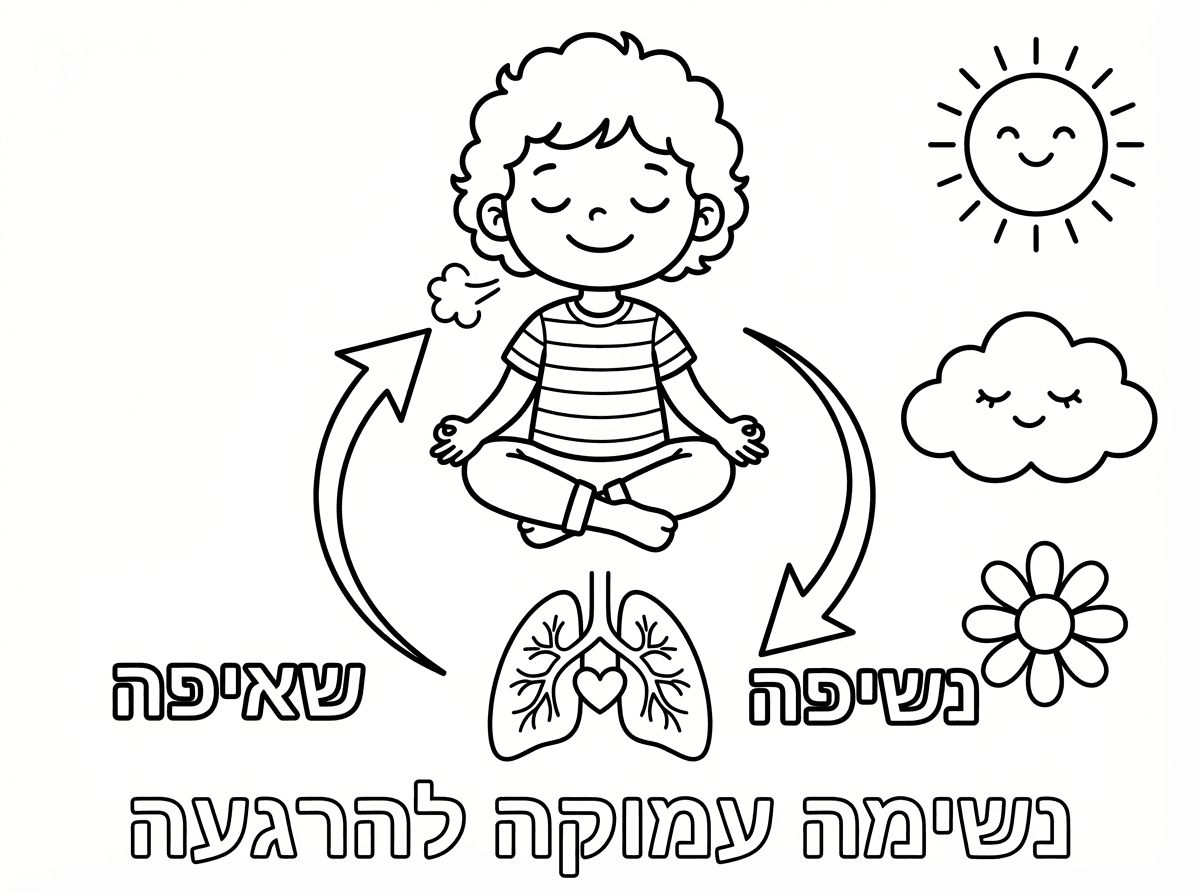 דף צביעה עם טכניקה של נשימה להרגעה