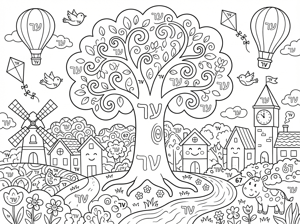 תייצר לי דף צביעה שהוא חידה- למצוא כמה שיותר צירופי 67 בתוך הדף