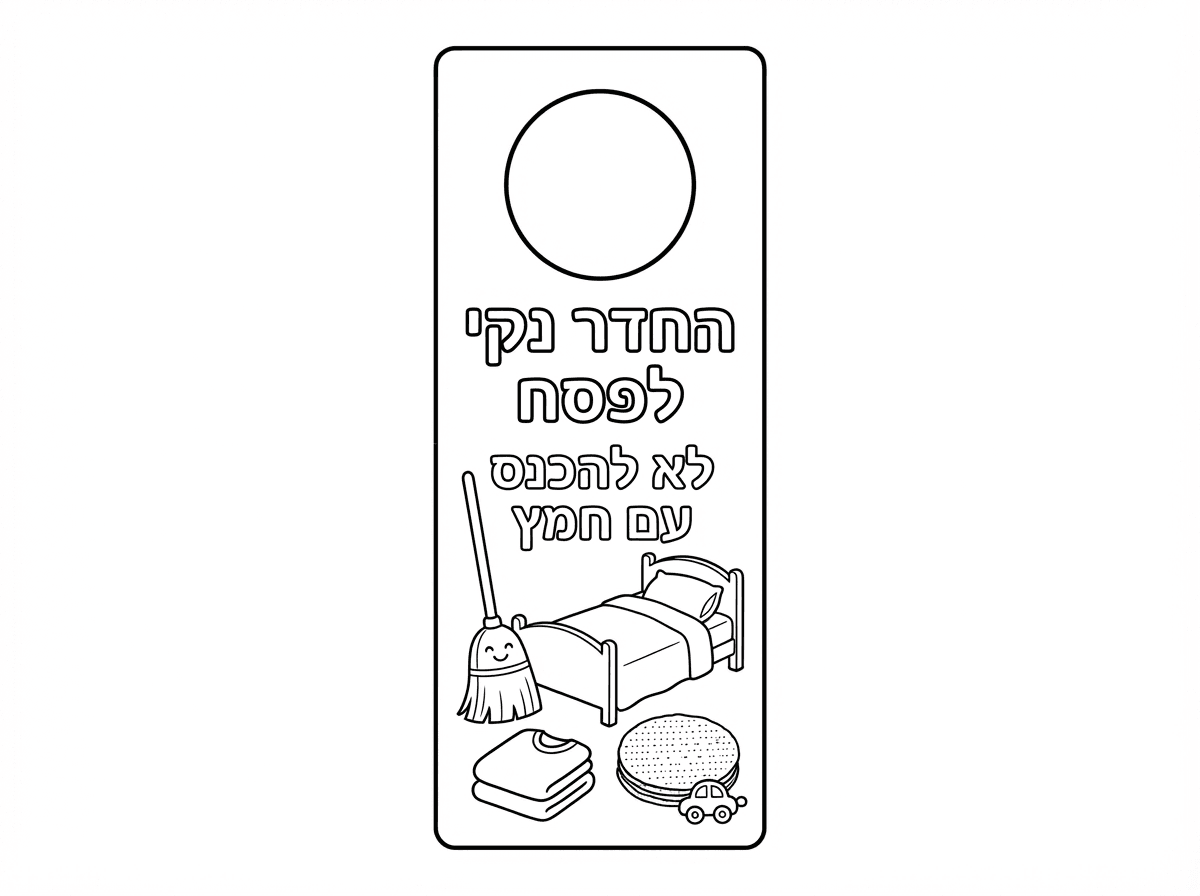 בבקשה ליצור לי דף צביעה לדלת עם חור שיגזרו ויתלבש על הדלת. 
החדר נקי לפסח
לא להכנס עם חמץ
תודה