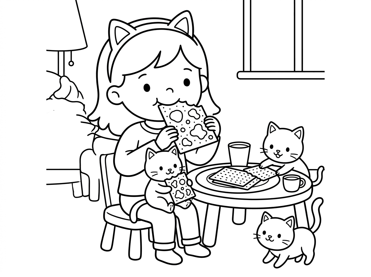 גבי וחברים חתלתולים אוכלים מצה אם שוקולד