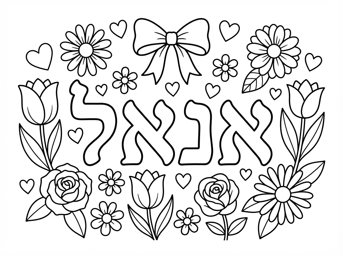 מקסים
 עם השם אנאל
פרחים לבבות ופפיון