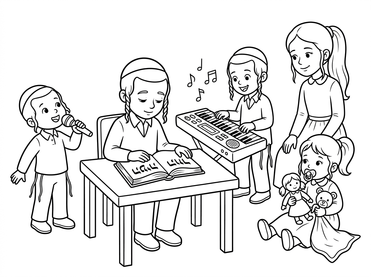 הבת הגדולה גם עם קוקו ובלי השיער ב2 הצדדים שנראים כמו פאות של בן חסידי.
והשמיכי של הקטנה עם ראש של בובה אבל לא אמיתי יותר משחק של בובה - חיה ובלי שורה של שיער