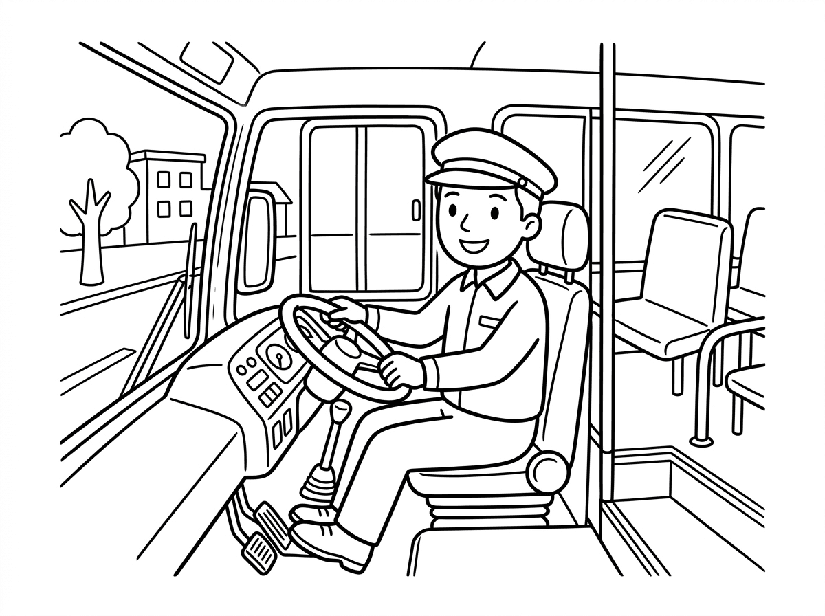 תן לי תמונה של נהג ולא נהגת. נהג באוטובוס, אחד שעובד ביוטובוס.