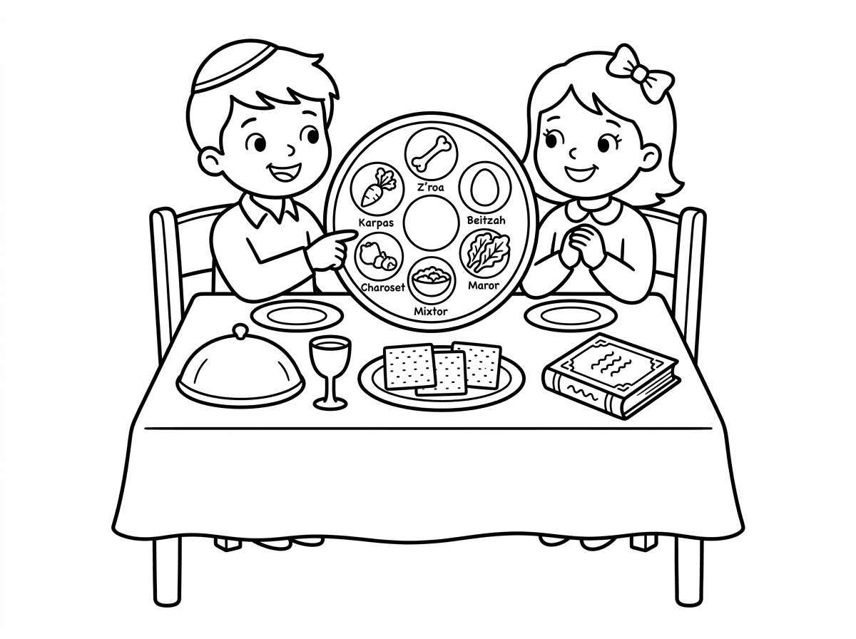 דף צביעה בנושא פסח