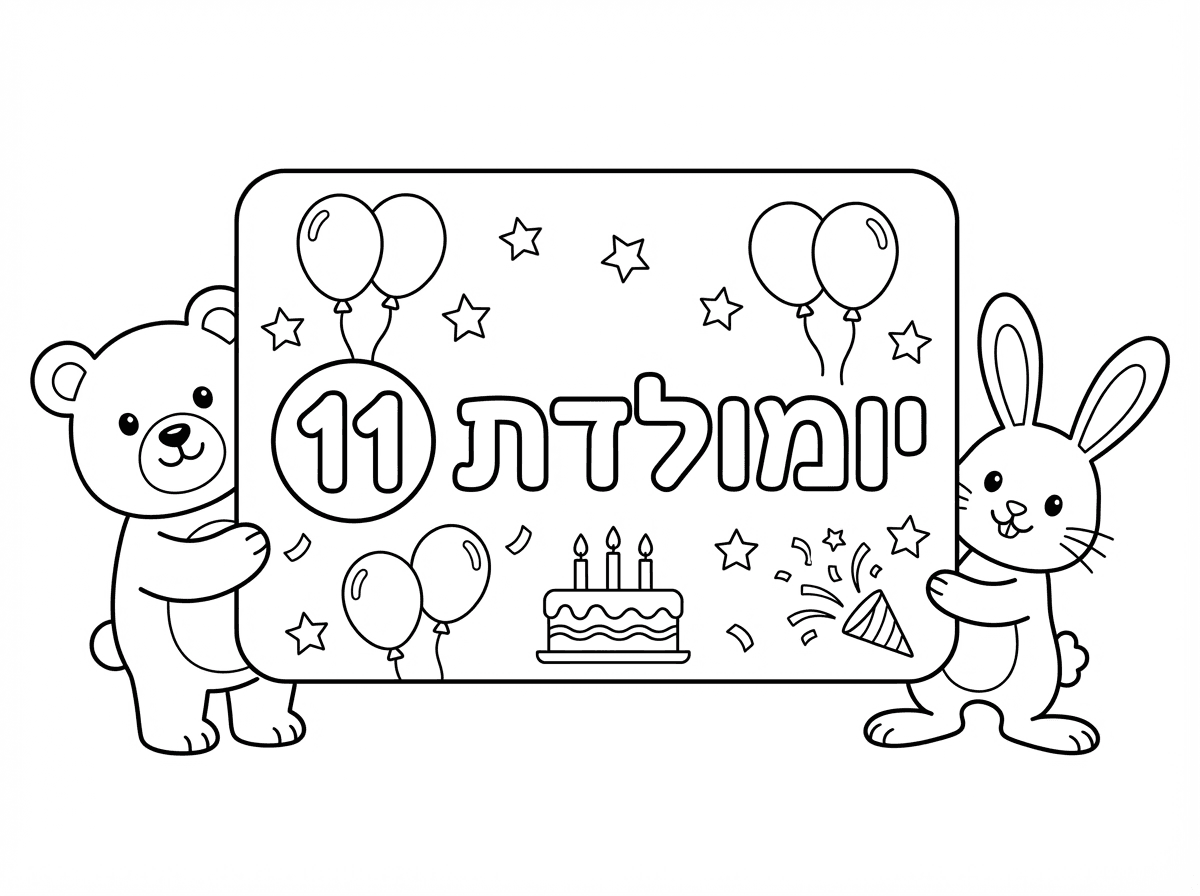 אתה יכול לצייר לי שלט עם יומולדת 11?