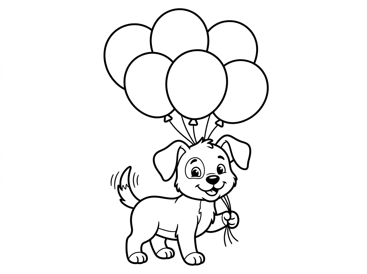 כלבלב אוחז בלונים