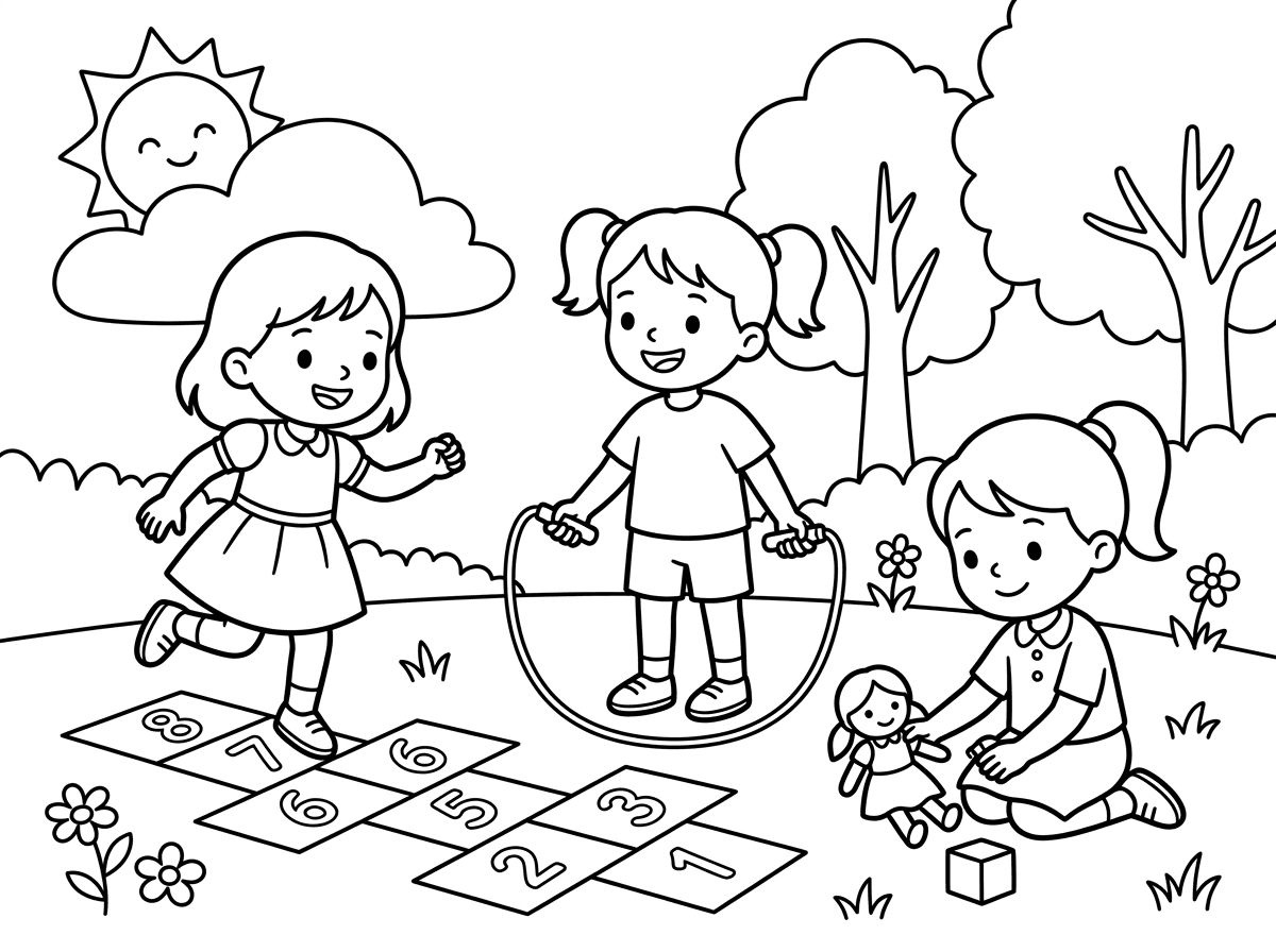 תעשה לי דף צביעה ילדות משחקות