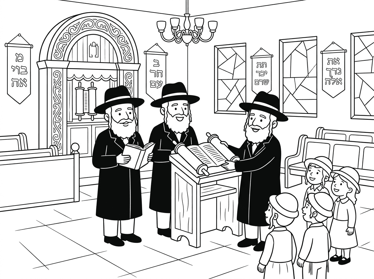 תעשה לי דף צביעה של אנשים חסידים חבדניקים ב770 בבית כנסת של הרבי מליובאוויטש