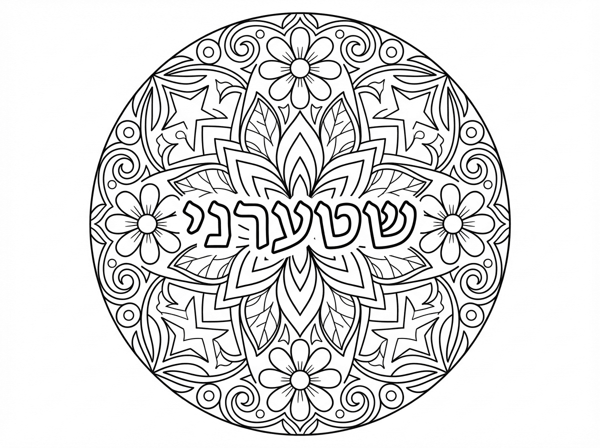 האם תוכל בבקשה ליצור לי דף צביעה כמעין מנדלה עם המילה שטערני בפנים?