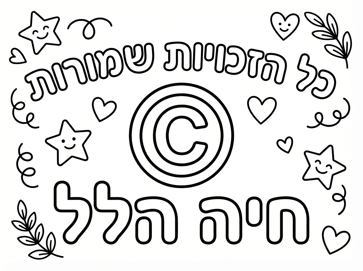 תעשה לי כל הזכויות שמורות את הסימן של האות c וכתיב חיה הלל